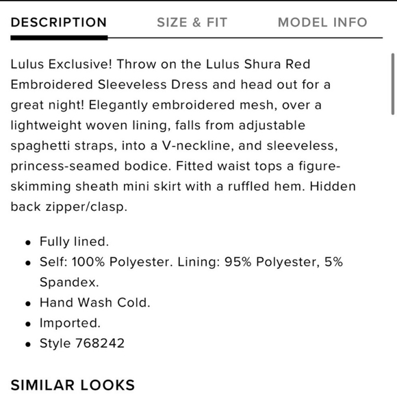 Lulu's Shura Red Embroidered Sleeveless Dress, Sz M - Picture 14 of 14